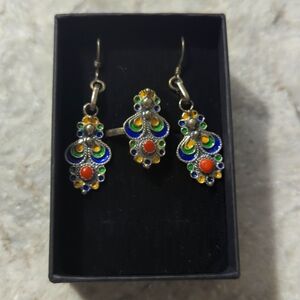 Berber coral ring with corals and Earrings